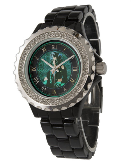 Monroe Blue Green Women's Rhinestone Black Enamel Watch