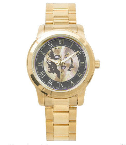 Monroe Golden Portrait Unisex Oversized Gold Bracelet Watch