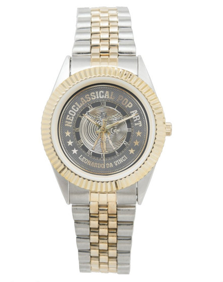 Vitruvian Man Unisex Two-Tone Silver Gold Bracelet Watch by Neoclassical pop art