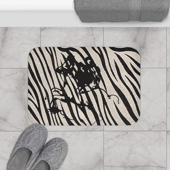 On Sale Abstract Duke of Milan Horse Riding  Zebra Bath Mat by Neoclassical Pop Art