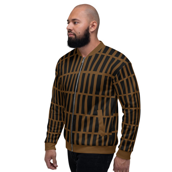 Brown & Black Pop Sacred Geometry Bomber Jacket
