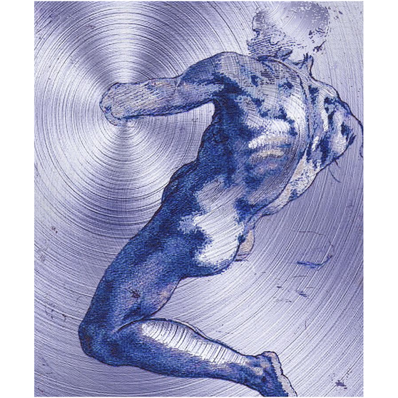 Michelangelo Purple Male Figure Print on Metal by Neoclassical Pop Art