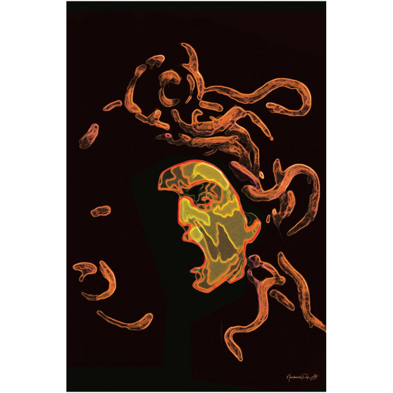 On sale Caravaggio Medusa in orange yellow flame Acrylic Prints by Neoclassical pop art