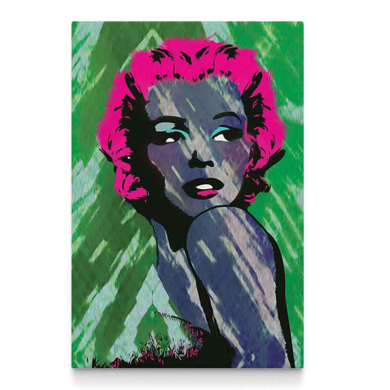 Marylin Monroe Green Pink Blue Self Portrait Oil on Canvas