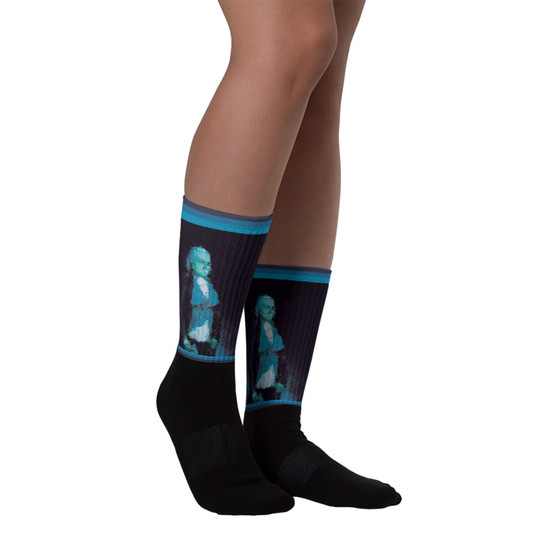 For sale online fashionable Goya  Blue & Black foot cool Man socks by Neoclassical Pop Art  online designer brand store 