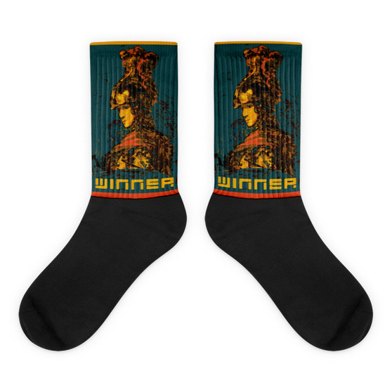 Collect Rembrandt  Winner warrior Black foot socks by Neoclassical Pop Art 