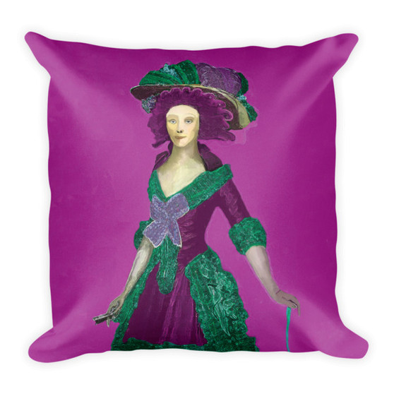 Green, burgundy, and pink Goya throw pillow