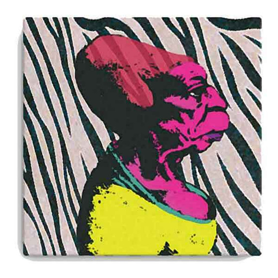 Yellow-and-pink Leonardo da Vinci Caricature oil-on-canvas print