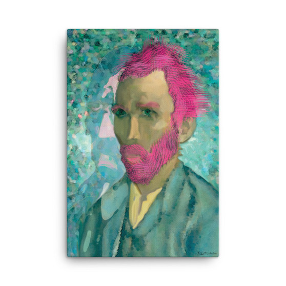 Green-and-pink Van Gogh self-portrait canvas print