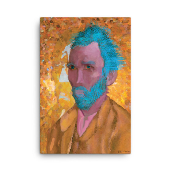 On Sale  Van Gogh Pop Art self Portrait Green Pink on Canvas  by Neoclassical Pop Art