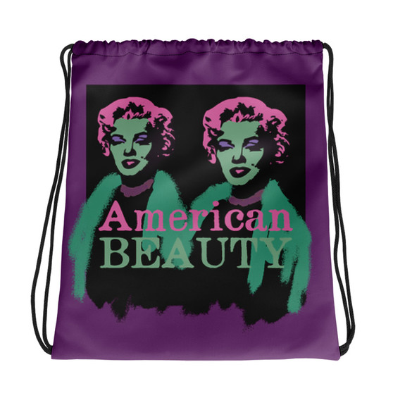Pink, green, and purple Marilyn Monroe drawstring bag