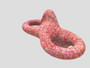 Pink and coral speckled infinity-loop acrylic-on-clay sculpture