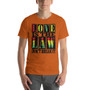 Love is the law Rastafari orange Short-Sleeve Unisex T-Shirt by Neoclassical Pop Art 