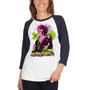 pink green Marilyn Monroe graphic typography XOXO dark blue 3/4 sleeve raglan shirt by Neoclassical Pop Art