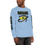 Leonardo Da Vinci Yellow black eye of ra Imagine  hieroglyph Men’s light blue Long Sleeve Shirt  by Neoclassical pop art 