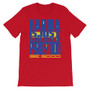 Spiritual blue yellow red Karma is just a matter of perception Short-Sleeve Unisex T-Shirt by Neoclassical pop art 
