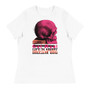 On sale Da Vinci Dream Big Pink Skull Women's Relaxed T-Shirt  by Neoclassical pop art online fashion designer brand 