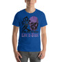 On sale Da Vinci Purple Skull Trust Love Short-Sleeve Unisex T-Shirt  by Neoclassical Pop Art online fashion house brand 