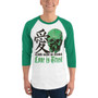 Da Vinci Green Skull Trust 3/4 sleeve raglan shirt by Leonardo da Vinci fashion