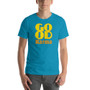Fashion style Yellow Good Karma light blue Short-Sleeve Unisex T-Shirt by neoclassical pop art fashion designer online brand