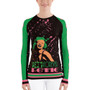Pop Andy Warhol icon Marilyn Monroe green pink peach black Women's Rash Guard long sleeve tee pop art fashion