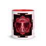 Leonardo da Vinci red Coffee Mugs with red inside and handle and with leonardo da vinci quote