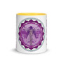 Leonardo da Vinci purple neoclassical pop art designer Coffee Mugs with leonardo da vinci quote by Neoclassical Pop Art