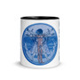 elegant Leonardo da Vinci Blue Grey  neoclassical pop art Coffee Mugs with leonardo da vinci quote by Neoclassical Pop Art