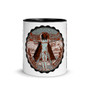 Leonardo da Vinci brown Coffee Mugs with leonardo da vinci quote