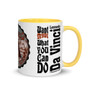 Leonardo da Vinci brown neoclassical pop art designer Coffee Mugs with leonardo da vinci quote by Neoclassical Pop Art