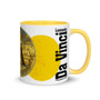 Leonardo da Vinci Yellow neoclassical pop art best gift idea Coffee Mugs with leonardo da vinci quote by Neoclassical Pop Art