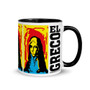 Blue, yellow, red el greco Apostle St. James the Greater pop art cool mug by neoclassical pop art 