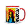  Blue, yellow, red el greco Apostle St. James the Greater pop art mug with words  by neoclassical pop art 