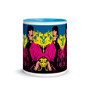 pink, yellow, blue el greco Apostle St. James the Greater pop art artistic mug by neoclassical pop art 