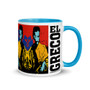 red, blue, yellow el greco Apostle St. James the Greater pop art artistic mug by neoclassical pop art 