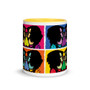 Colorful Botticelli Neoclassical pop art yellow blue designer coffee mugs and cups for sale online 