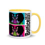 Blue Pink Green Purple Yellow Borricelli Neoclassical pop art cute  mug and drink your coffee in a contemporary pop art cup.  