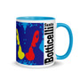 Red, yellow, green, pink online for sale sandro botticeli blue neoclassical pop art 11 oz mug by Neoclassical Pop Art