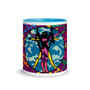 purple, green, blue, yellow, pink, green, orange, 11 oz Leonardo da Vinci vitruvian man mug