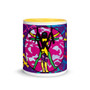 pink, purple, yellow, blue, green 11 oz Leonardo da Vinci  vitruvian man  artistic mug by Neoclassical pop art 