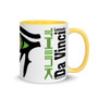 green Avid thinkers mug  with yellow green black eye of Horus collectible mug by Neoclassical Pop Art