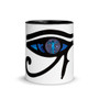 blue, yellow, black  and white  leonardo da vinci coffee mug by Neoclassical Pop Art