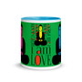Green, Yellow, Orange, Blue, Pink Buddha Be   "I Am Love" affirmation Spiritual mug by Neoclassical Pop Art