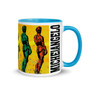 Yellow Green pink lilac Michelangelo David Neoclassical pop art coffee mug by Neoclassical Pop Art
