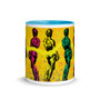 Yellow Green pink lilac Michelangelo David Neoclassical pop art coffee mug with words and letters by Neoclassical Pop Art
