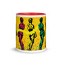 Yellow Green pink lilac Michelangelo David Neoclassical pop art unique coffee mug with words and letters by Neoclassical Pop Art
