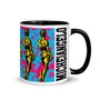 Blue Yellow Pink Collectible Michelangelo David Neoclassical pop art mug by Neoclassical Pop Art
