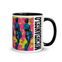 Pink Blue Yellow Collectible Michelangelo David Neoclassical pop art mug by Neoclassical Pop Art
