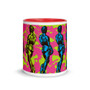 Pink Blue Yellow Michelangelo David Neoclassical pop art unique coffee mug with words and letters by Neoclassical Pop Art
