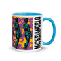 Purple Yellow Green Michelangelo David Neoclassical pop art coffee mug by Neoclassical Pop Art
